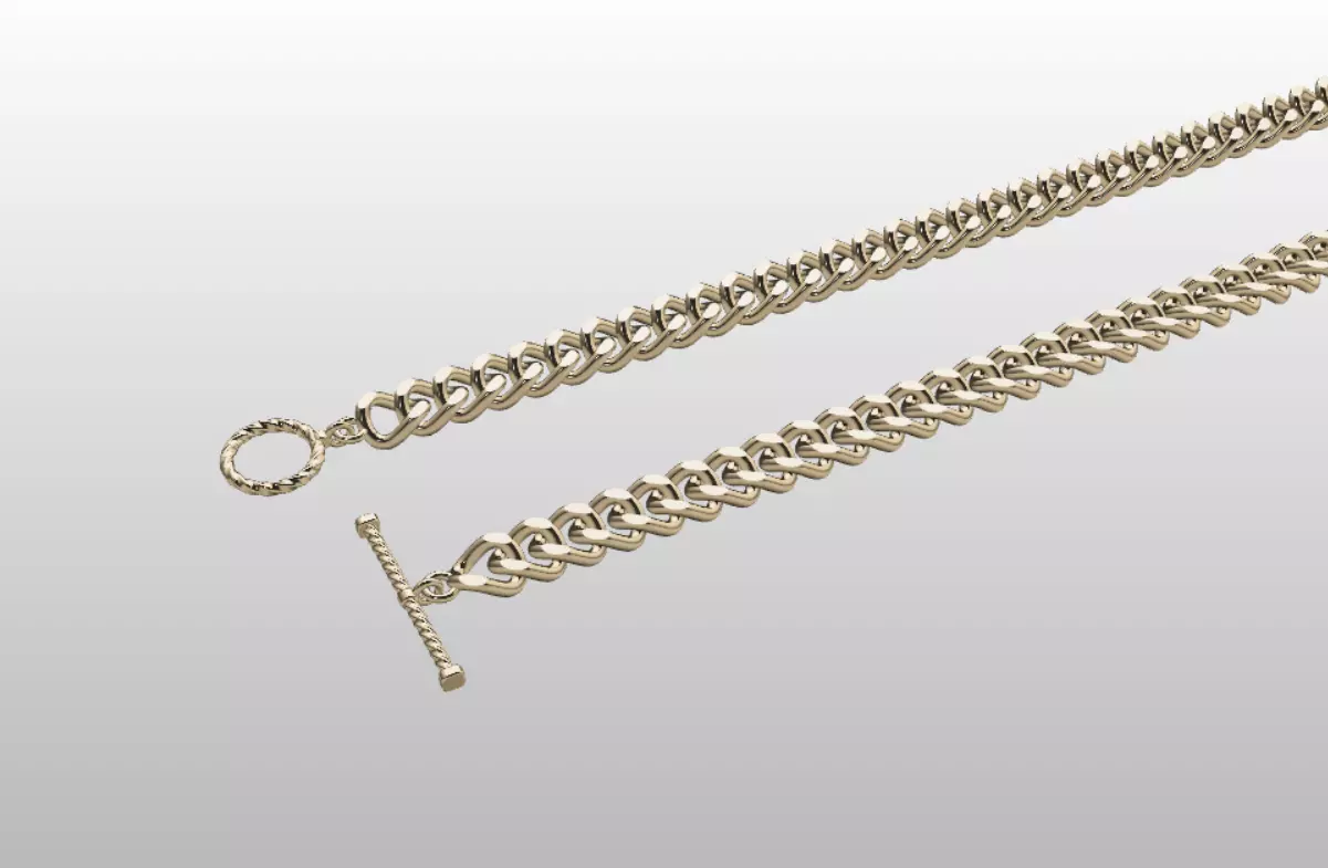 Curb Chain Necklace 3D Model Toggle Clasp Ready for 3DPrinting 3D print model