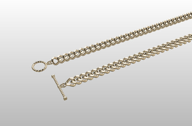 Curb Chain Necklace 3D Model Toggle Clasp Ready for 3DPrinting  3D print model