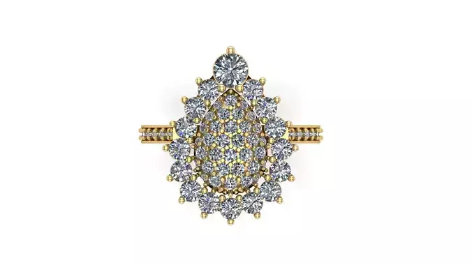 Pear shape cluster ring