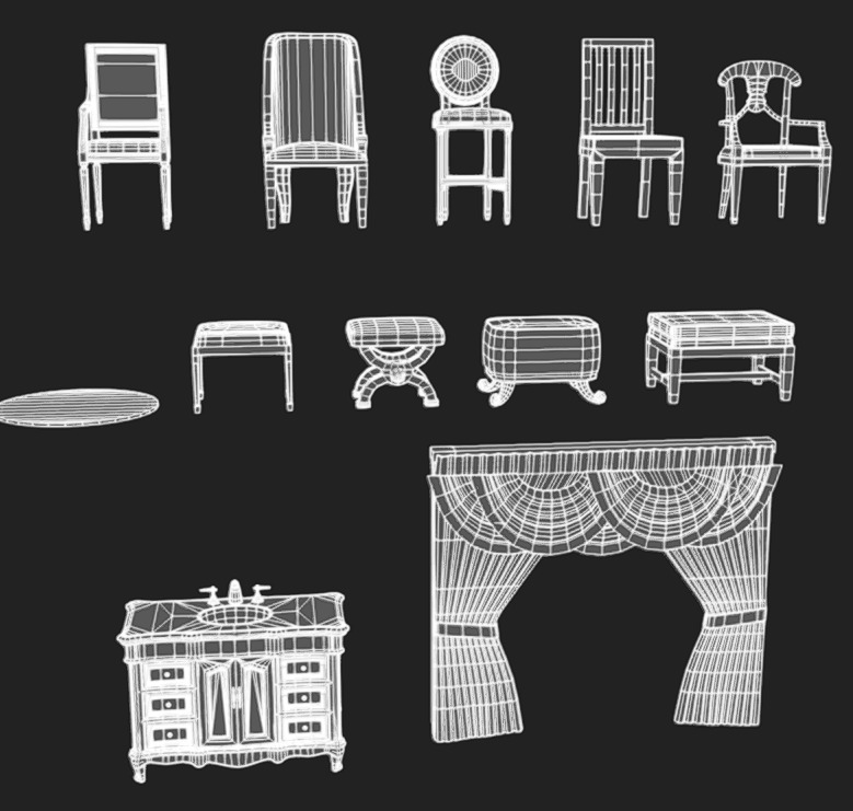 Furniture Pack 12 Low-poly 3D model_15