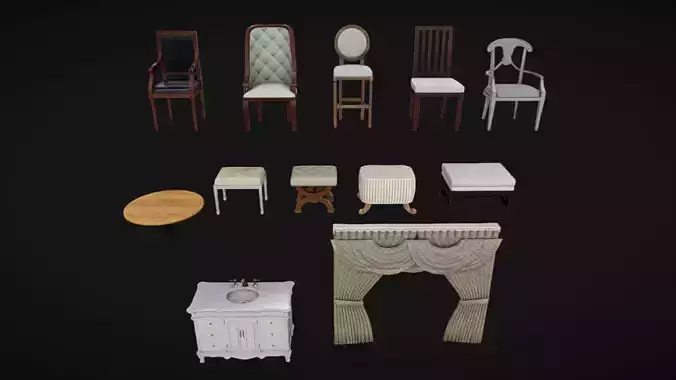 Furniture Pack 12 Low-poly 3D model