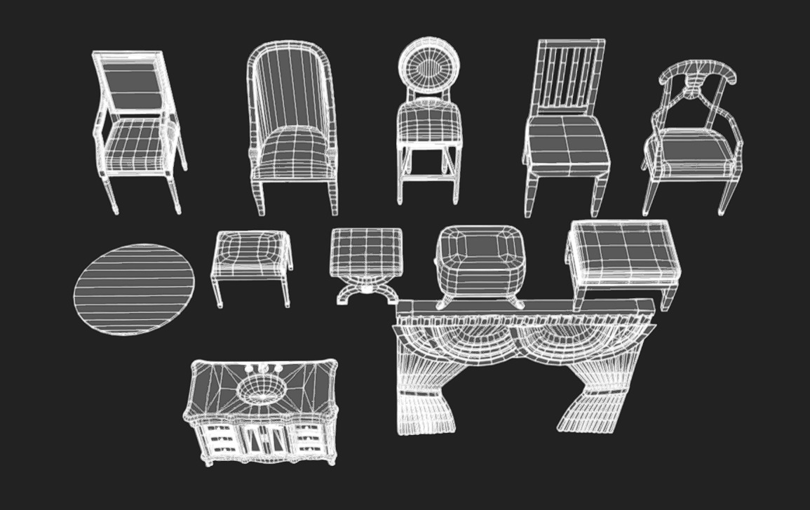 Furniture Pack 12 Low-poly 3D model_16