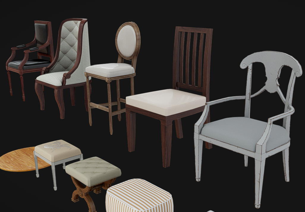 Furniture Pack 12 Low-poly 3D model_12