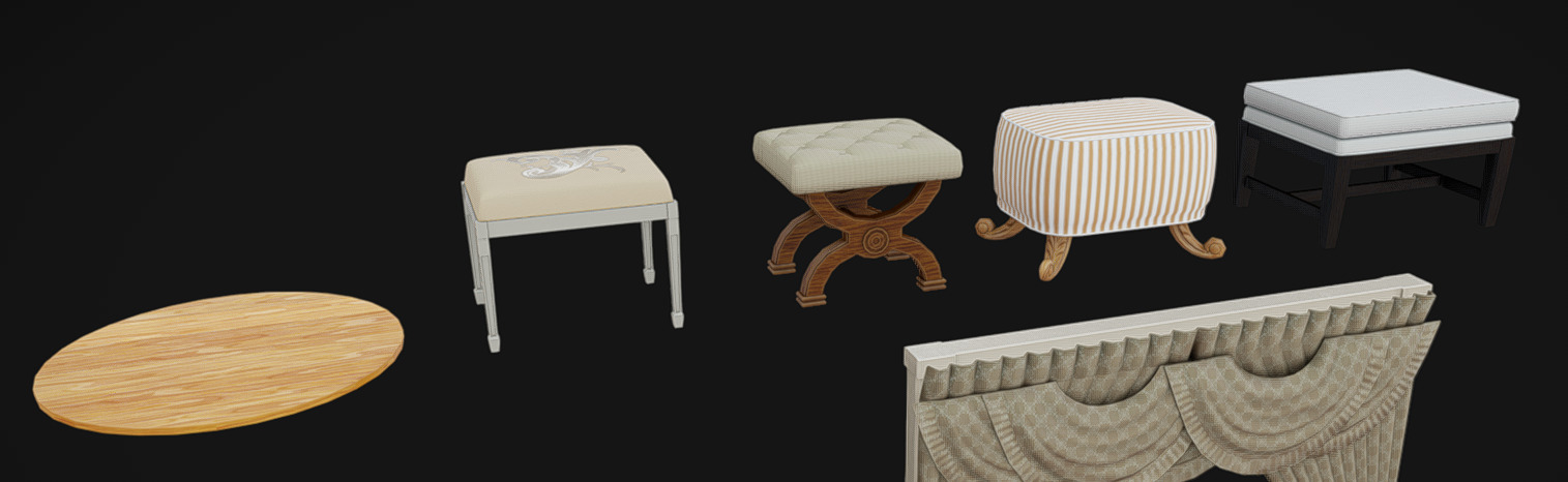 Furniture Pack 12 Low-poly 3D model_8