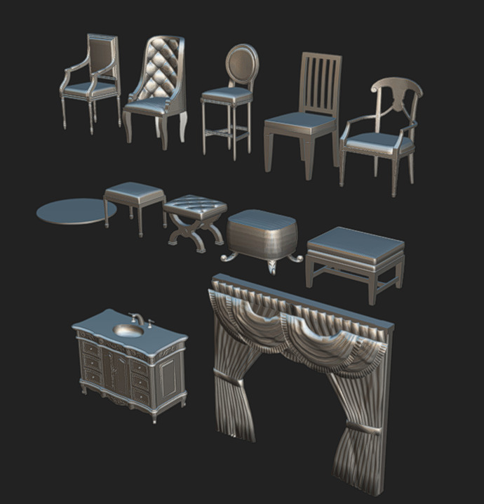 Furniture Pack 12 Low-poly 3D model_14
