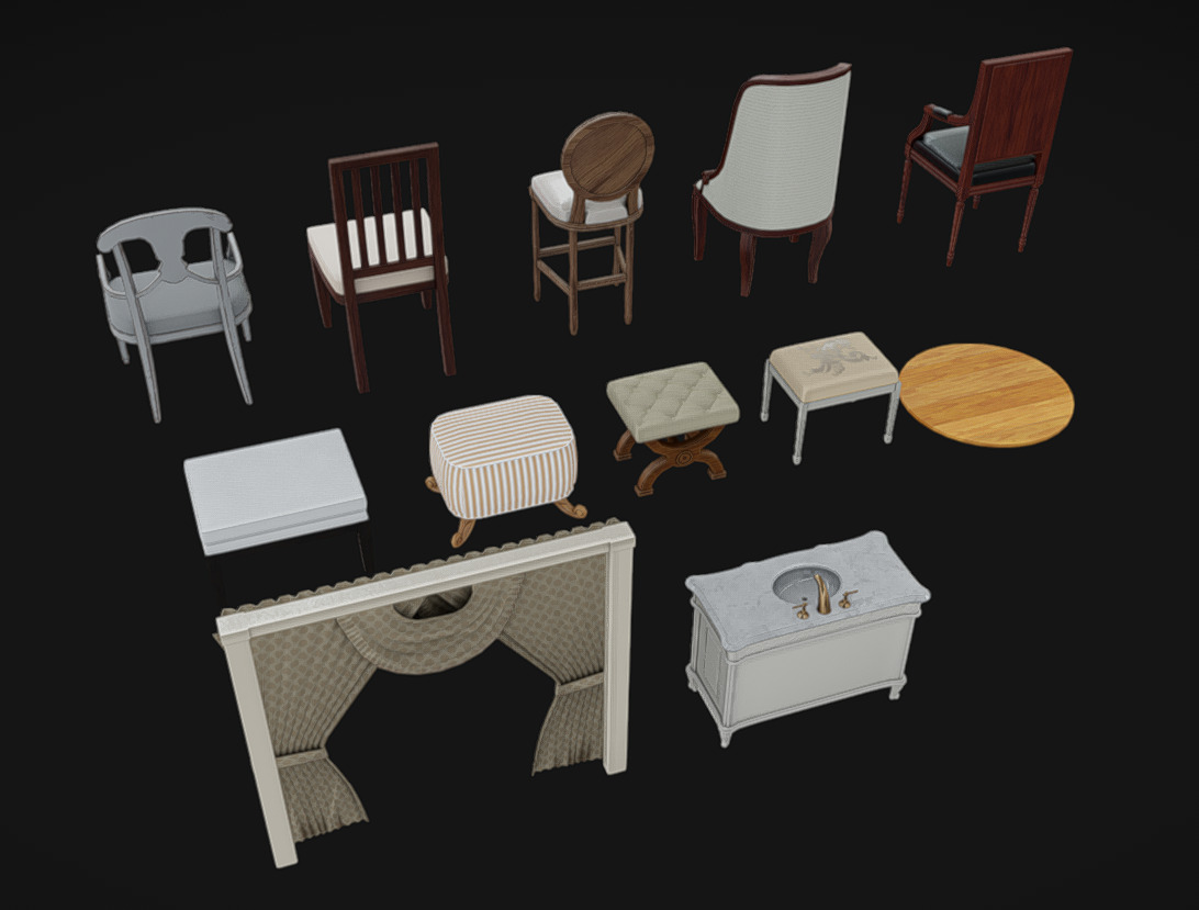 Furniture Pack 12 Low-poly 3D model_5