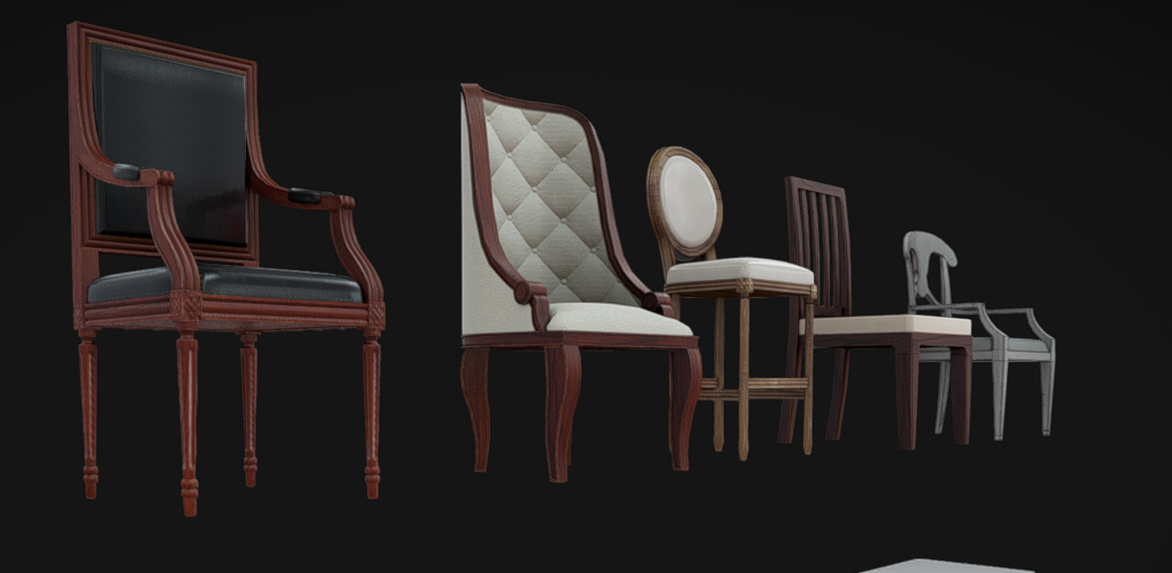 Furniture Pack 12 Low-poly 3D model_11