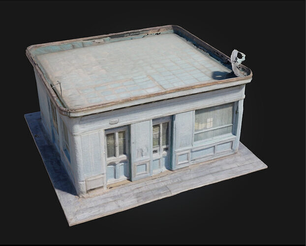 Blue Vintage Kiosk  Charming Streetside Elegance 3D model