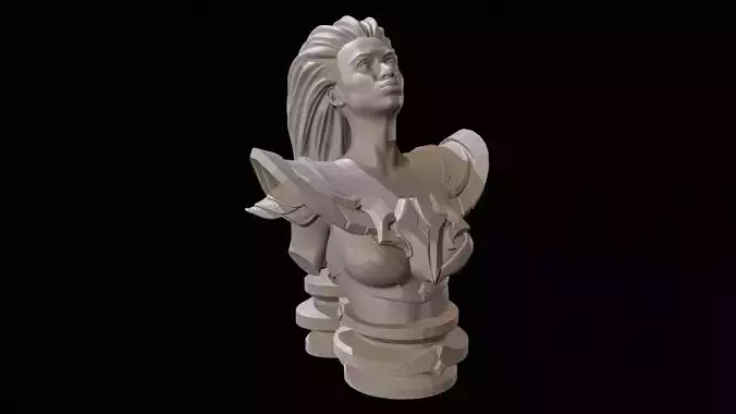 Fantasy Warrior Bust  High Poly for 3D Print