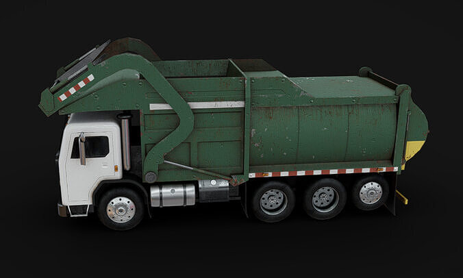 Garbage Truck Low-poly 3D model 6