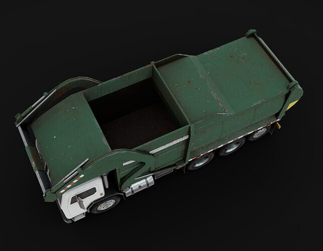 Garbage Truck Low-poly 3D model 7