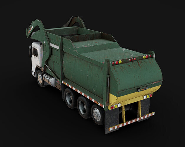Garbage Truck Low-poly 3D model 5