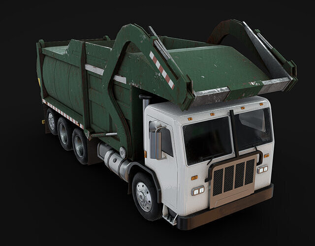 Garbage Truck Low-poly 3D model 2