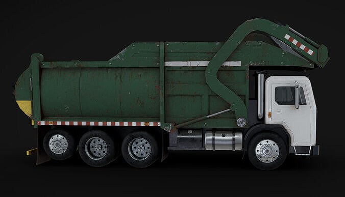 Garbage Truck Low-poly 3D model 3