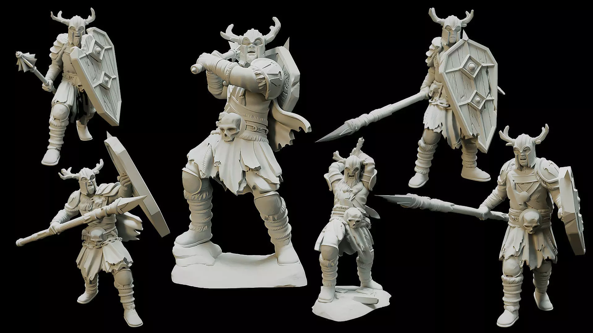 Kalum Warriors Foot With Spear Shield sword 3D Model Collection_0