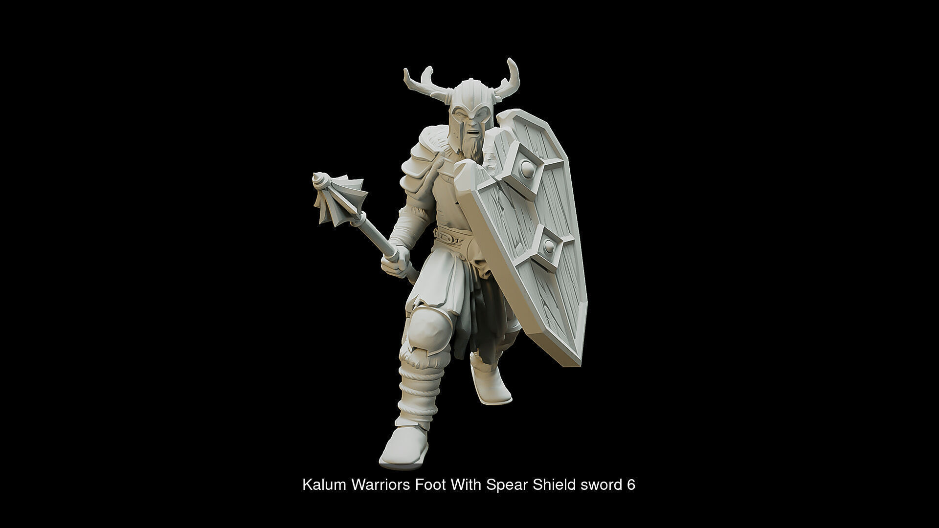 Kalum Warriors Foot With Spear Shield sword 3D Model Collection_3