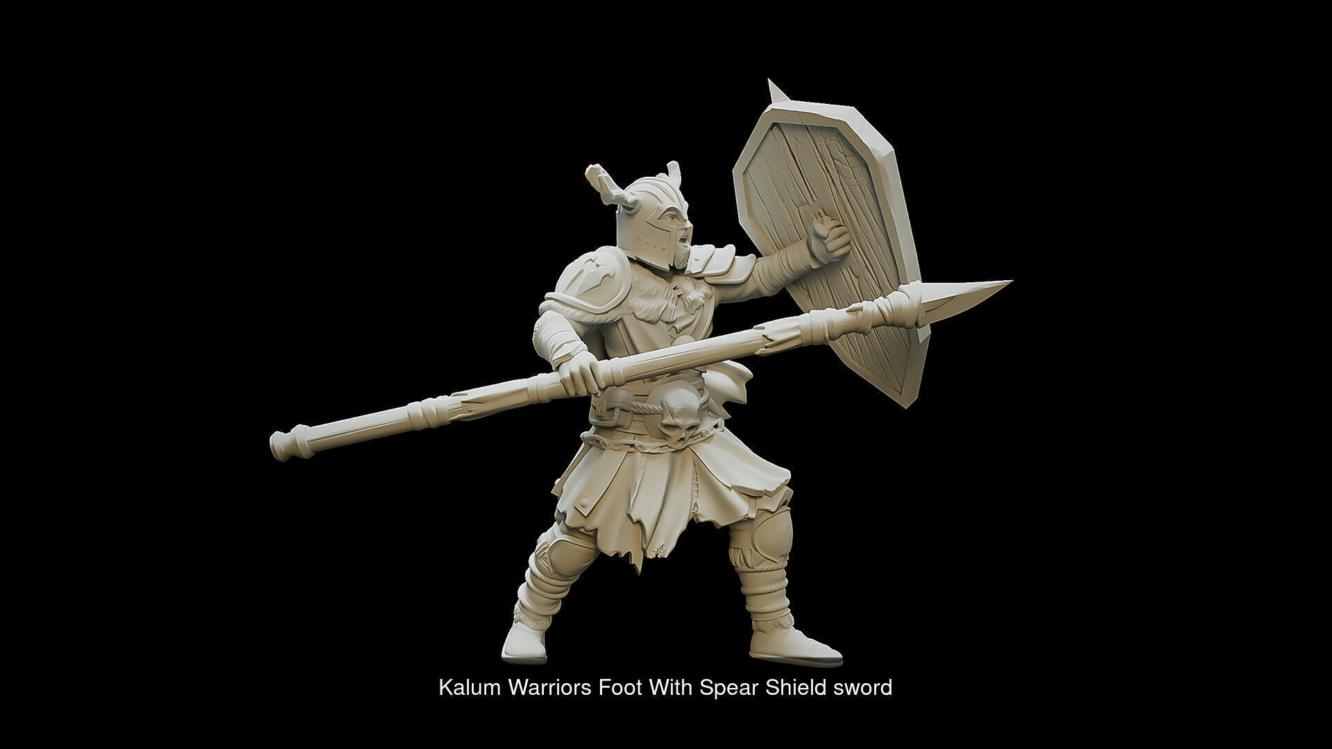Kalum Warriors Foot With Spear Shield sword 3D Model Collection_2