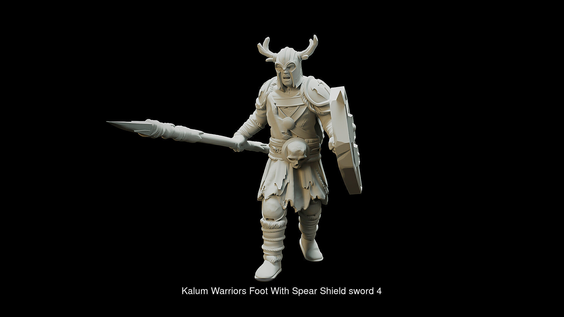 Kalum Warriors Foot With Spear Shield sword 3D Model Collection_5