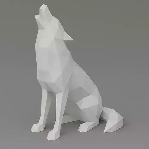 Low Poly Howling Wolf
