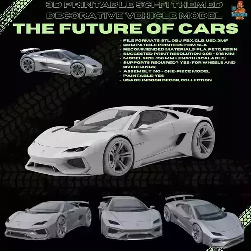 3D Printable Modern Supercar Model 3D print model