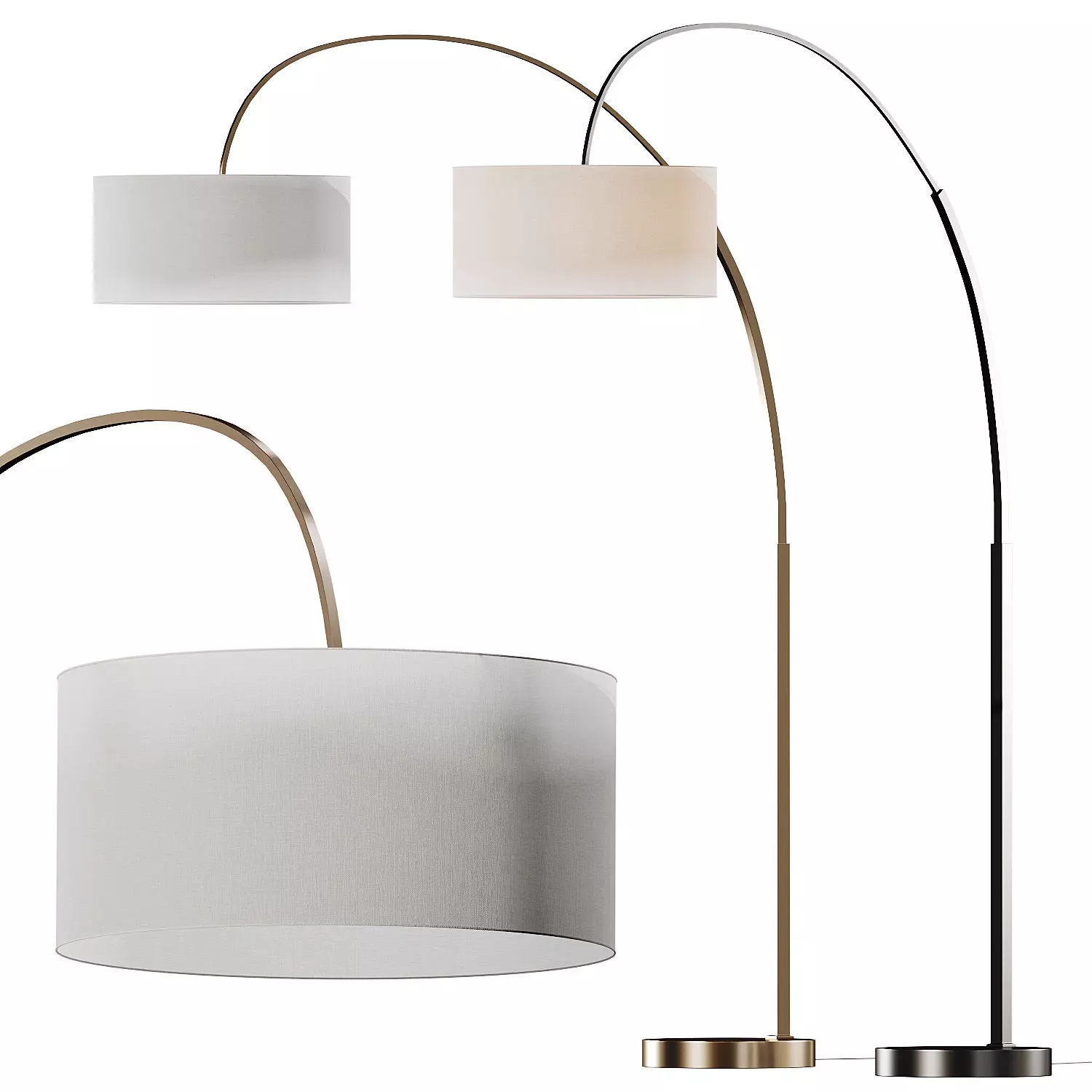 West Elm Overarching Linen Shade Floor Lamp 3D model_0