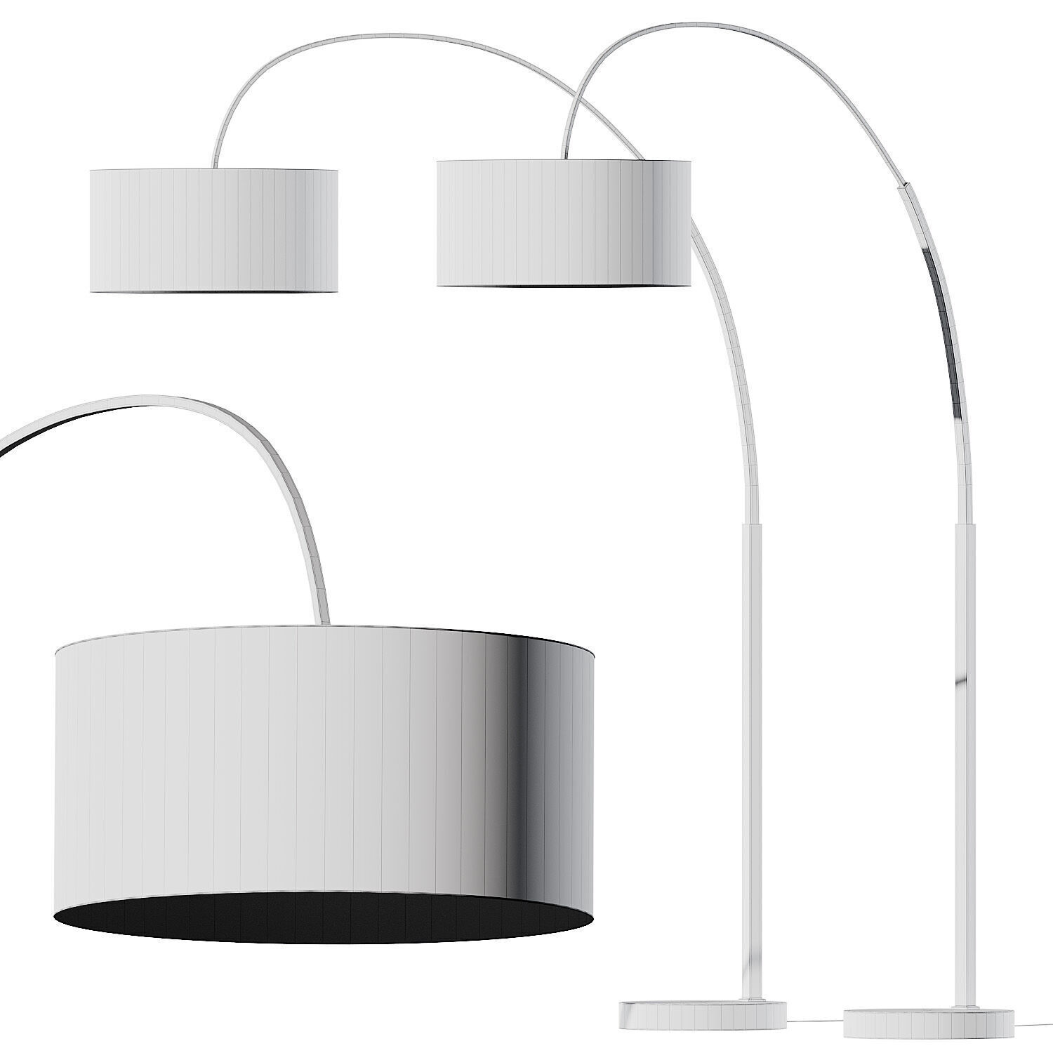 West Elm Overarching Linen Shade Floor Lamp 3D model_1