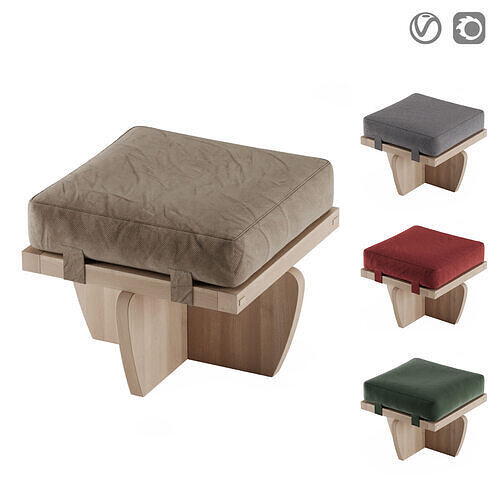 George Nakashima Greenrock Ottoman 3D model