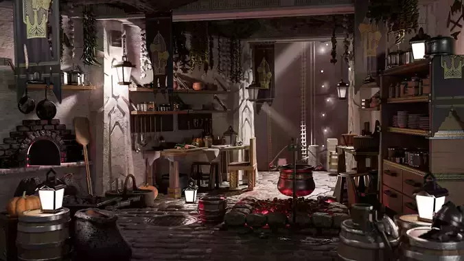  Dwarf Kitchen  A Fantasy Interior Scene