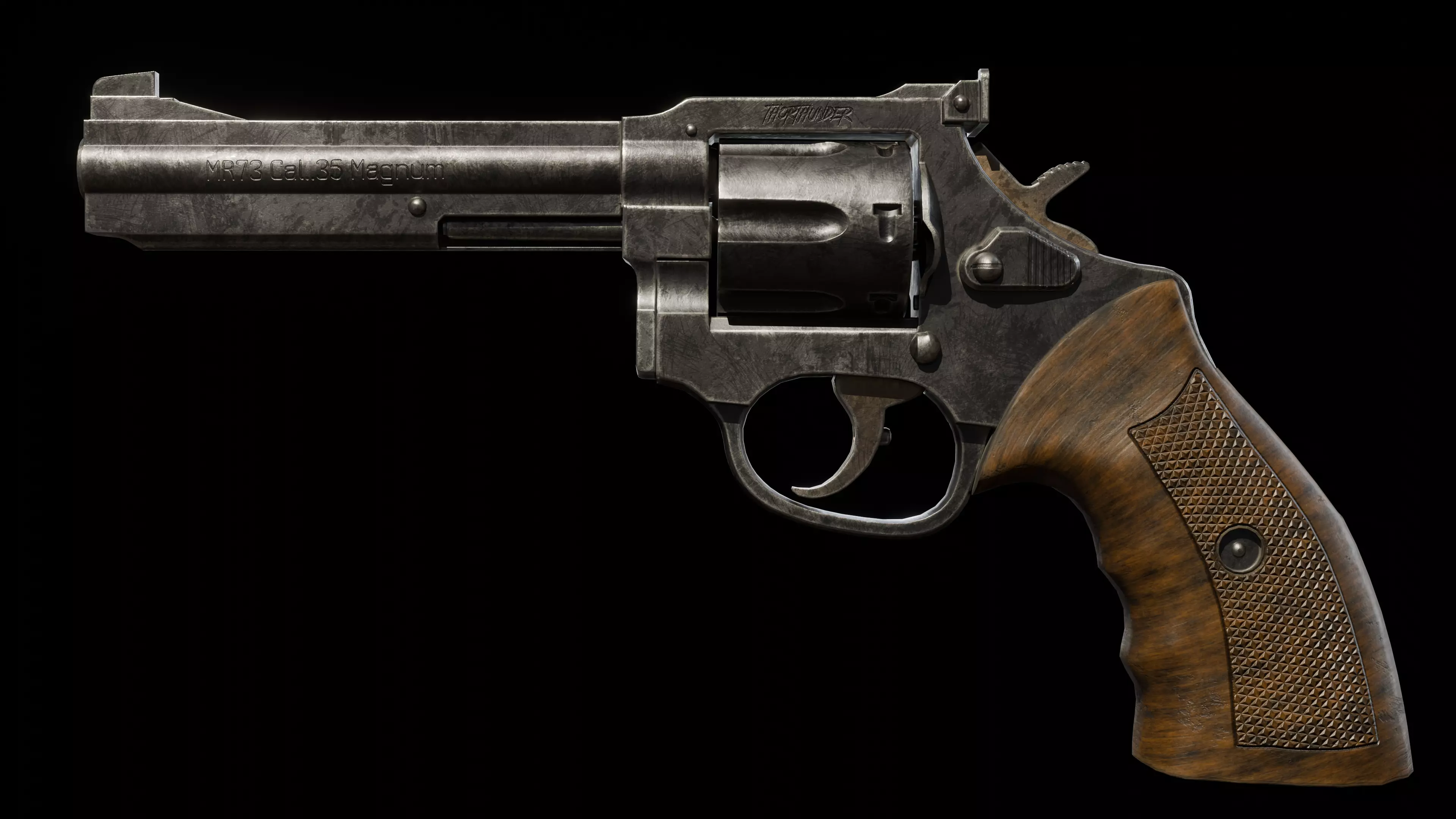 Pistol Gun Weapon Low-poly 3D model_0