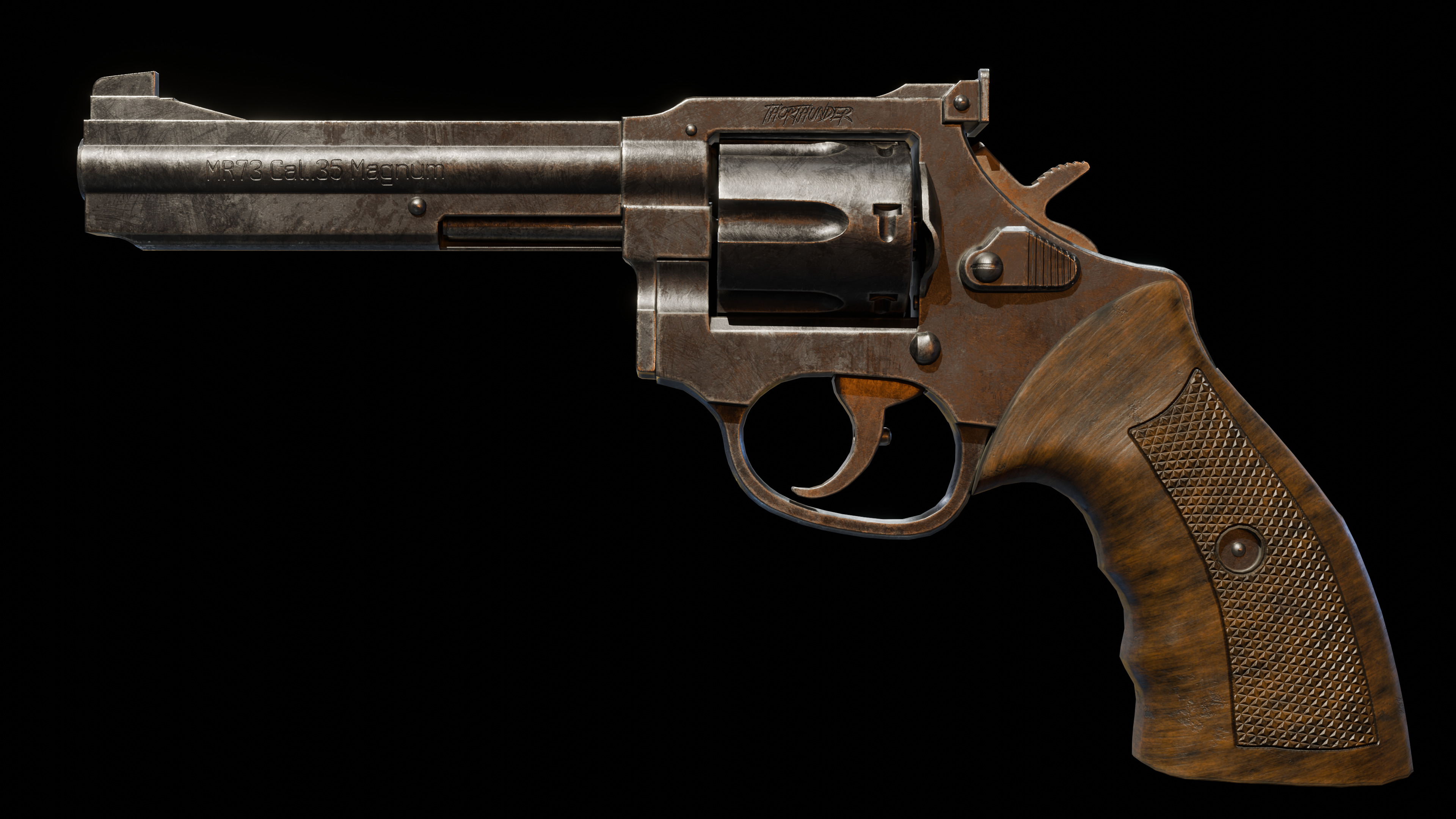 Pistol Gun Weapon Low-poly 3D model_5