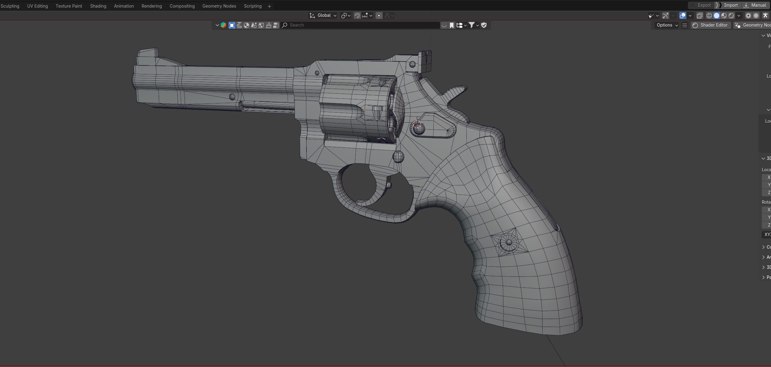 Pistol Gun Weapon Low-poly 3D model_11