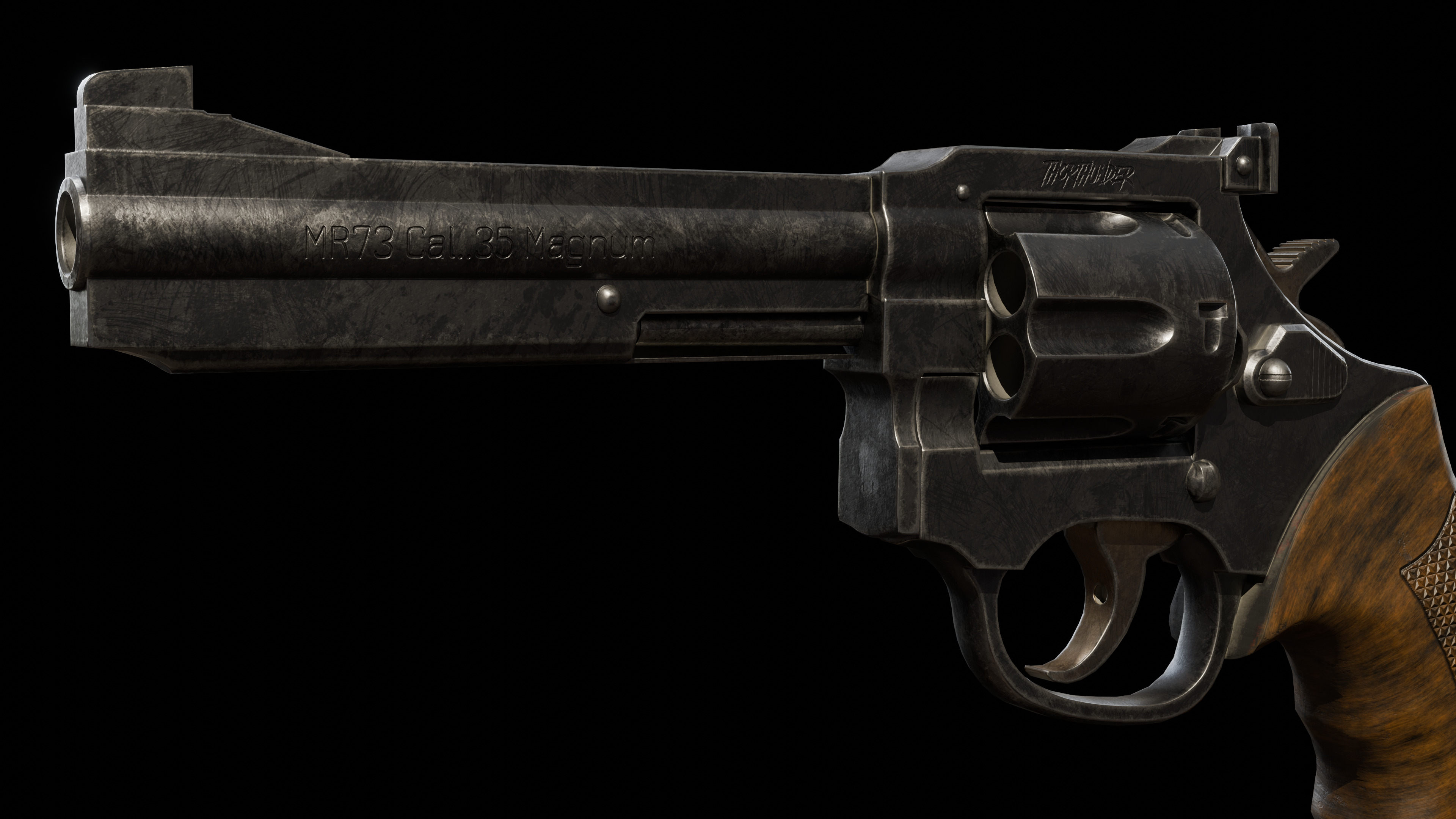 Pistol Gun Weapon Low-poly 3D model_6