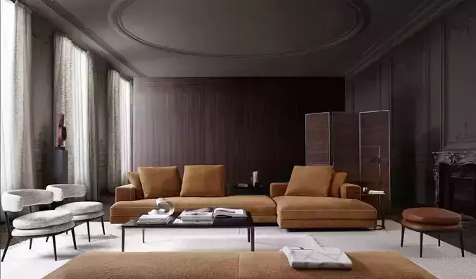 ARBITER Sofa with Chaise longue By Maxalto 3D model