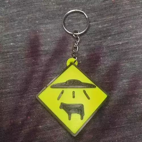 Abduction  Cow Keychain Ufo