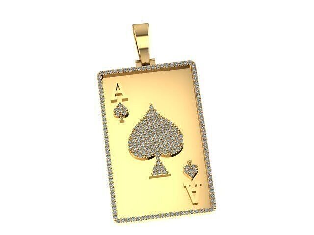 Spades card pendant necklace with diamond 3D print model