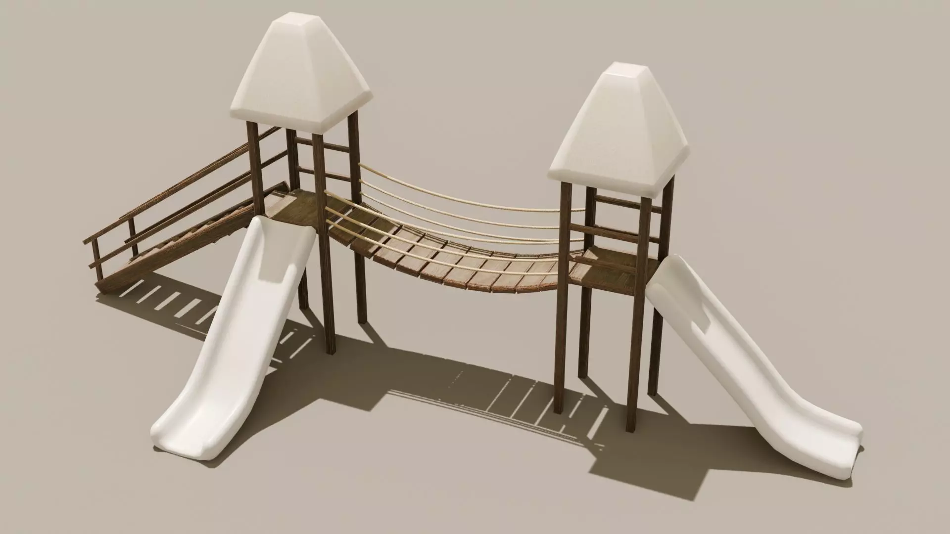 Playground castle with a slide Low-poly 3D model_0
