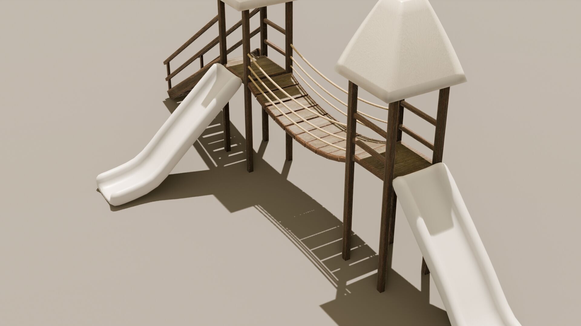 Playground castle with a slide Low-poly 3D model_1