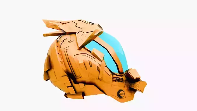 Golden Space Helmet SciFi 3D Model Low-poly 3D model