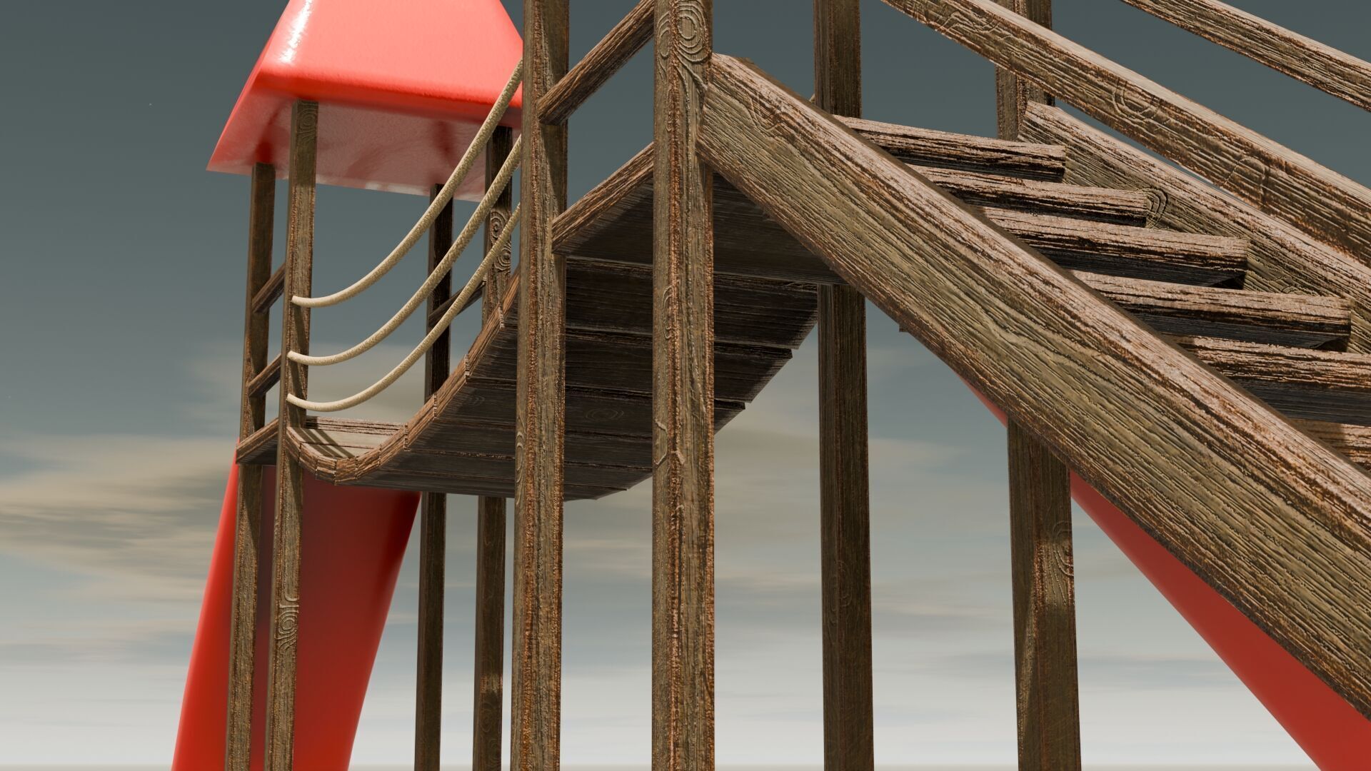 Playground castle with a slide Low-poly 3D model_13