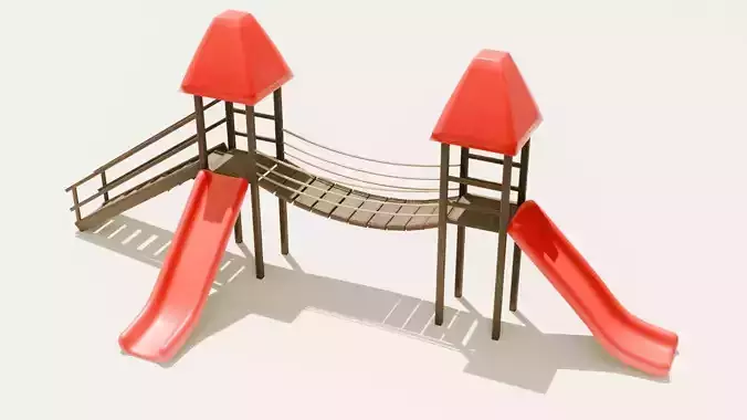 Playground castle with a slide