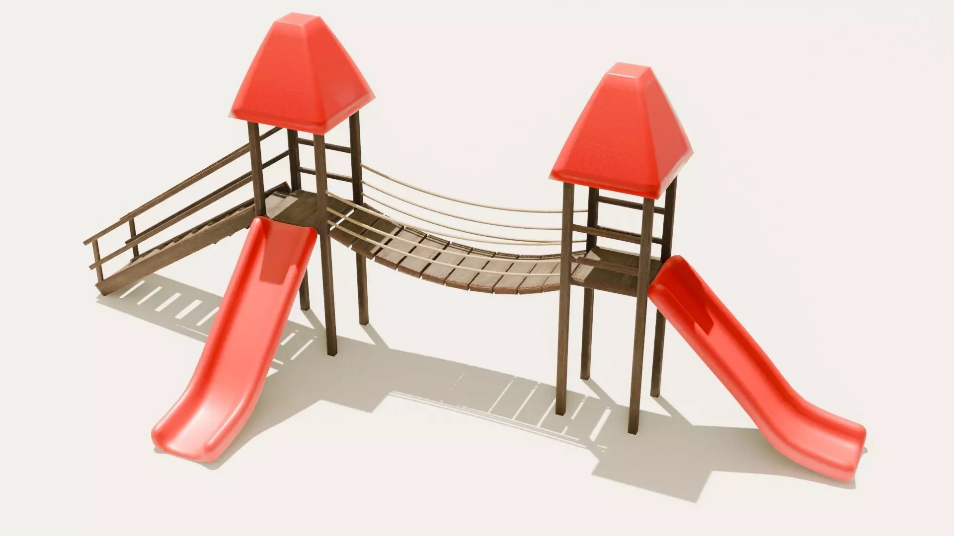 Playground castle with a slide Low-poly 3D model_0