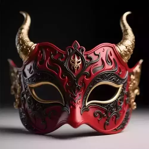 Ornamental 3D Devil Mask in Carnival Style 3D print model