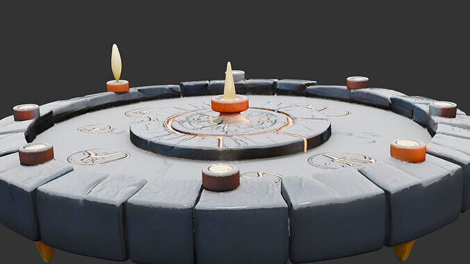 Arcane Ritual Circle with Glowing Runes Low-poly 3D model