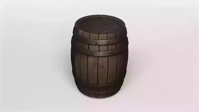 Realistic Wooden Barrel 3D Model