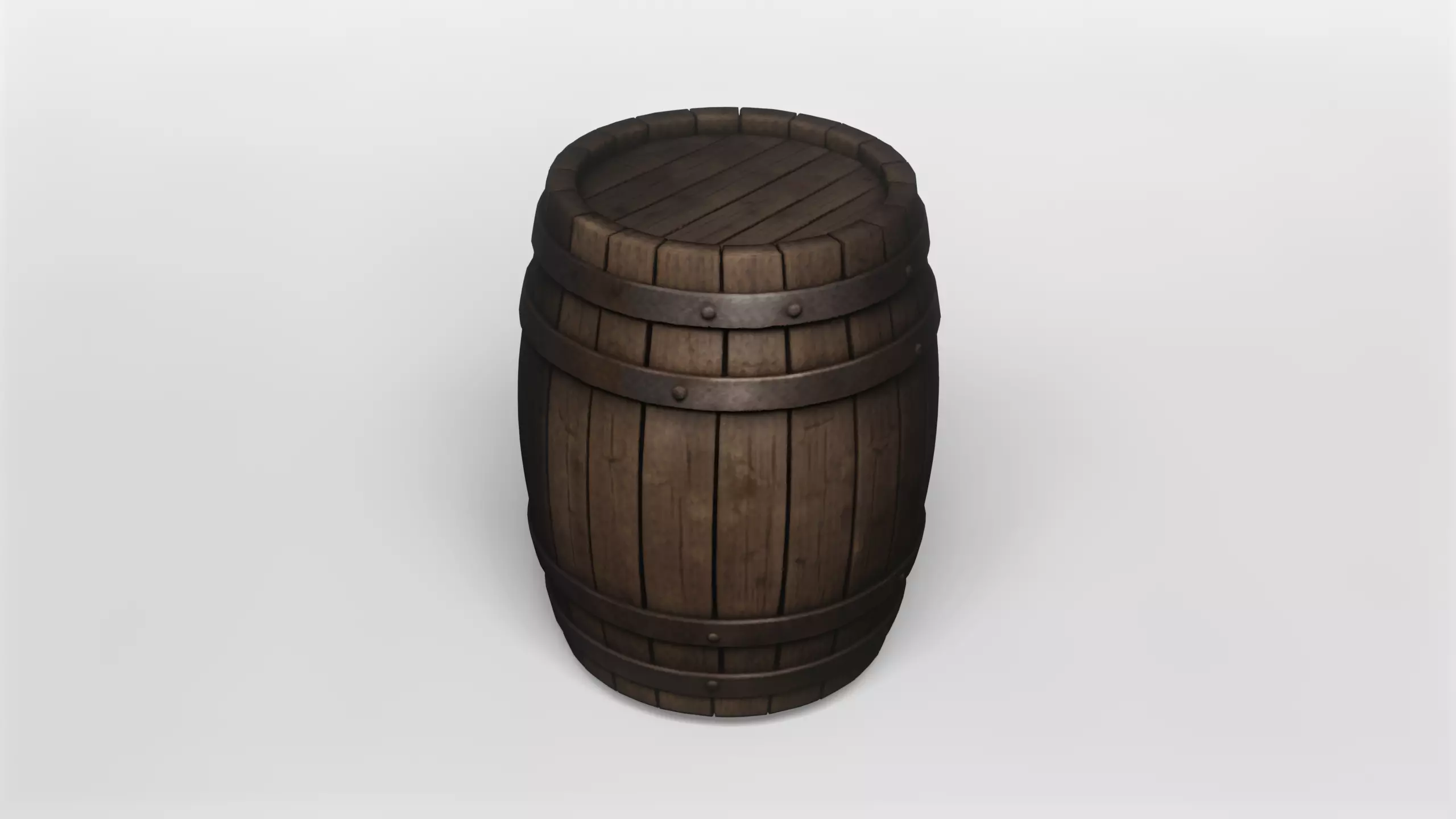 Realistic Wooden Barrel 3D Model 3D model_0