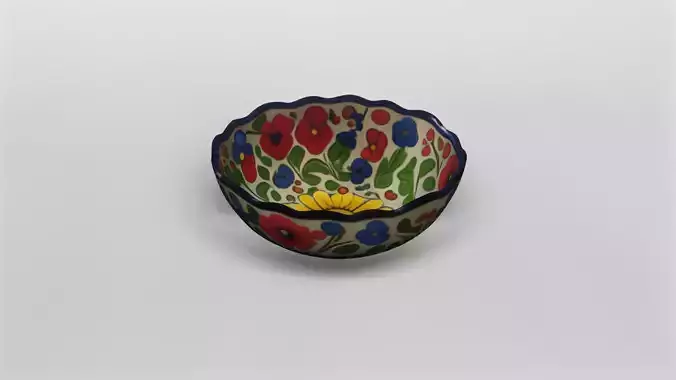 Hand-Painted Floral Ceramic Bowl