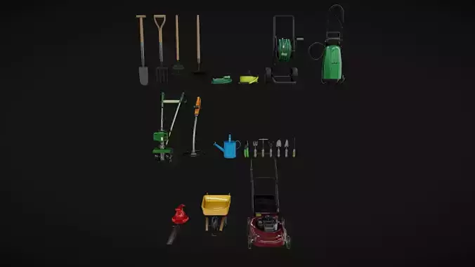 Gardening Packs 01-02-03 Low-poly 3D model