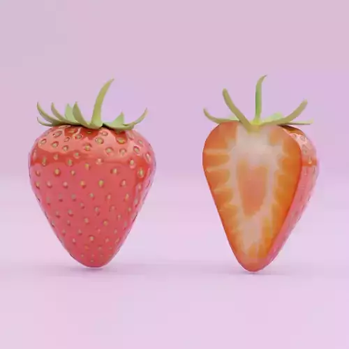 Strawberry Whole and Half strawberries Printable 3D print model