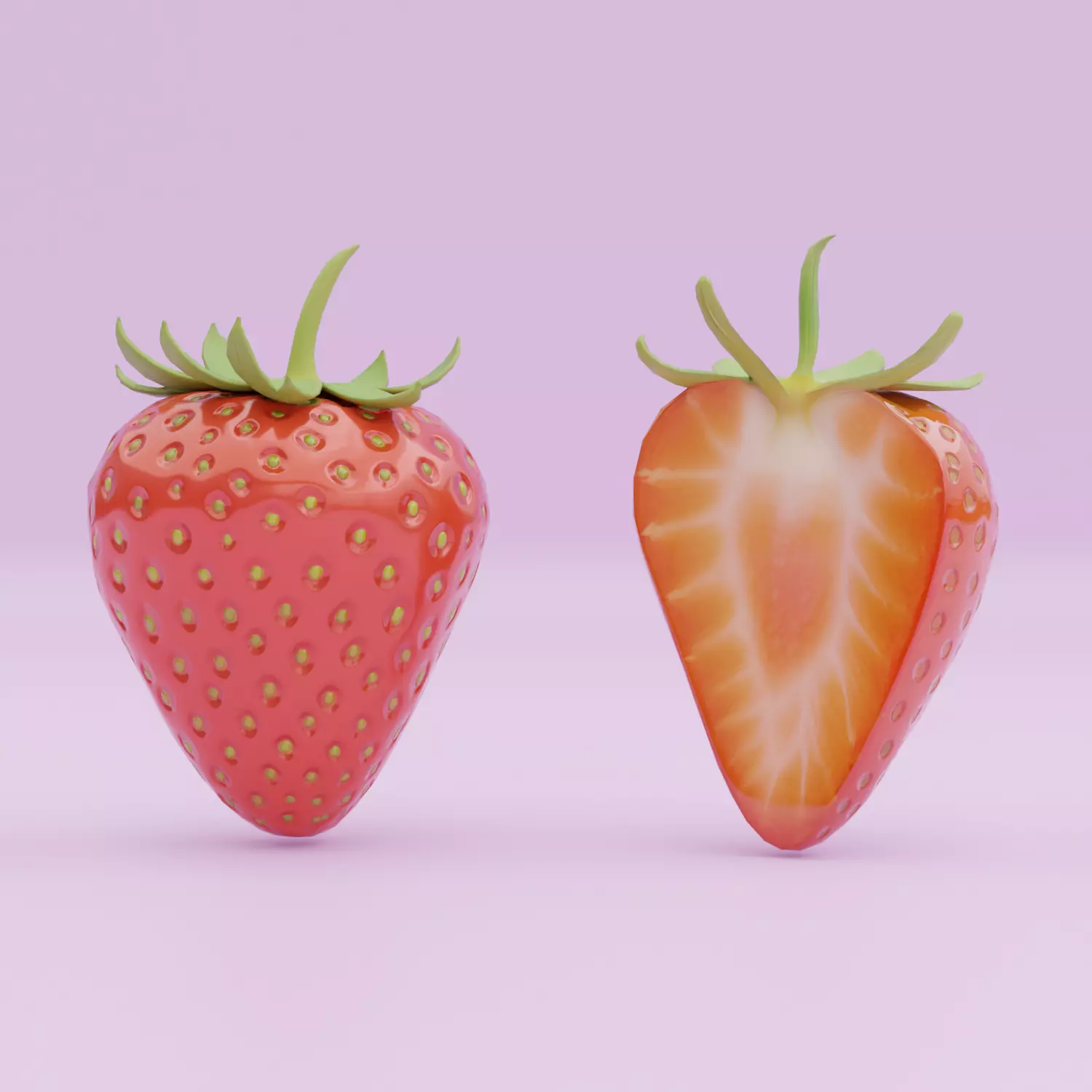 Strawberry Whole and Half strawberries Printable 3D print model_0