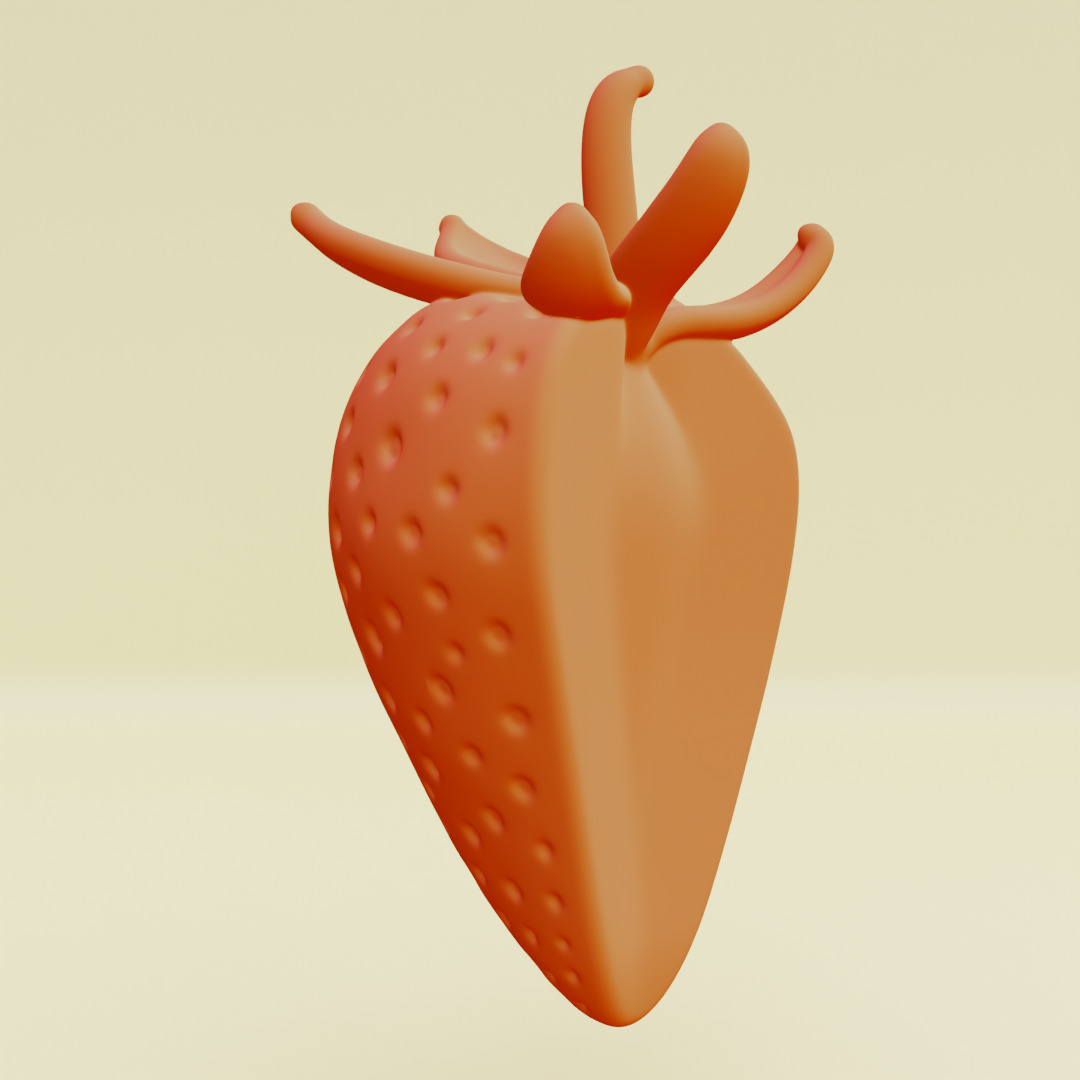 Strawberry Whole and Half strawberries Printable 3D print model_17